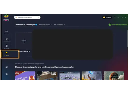 Open the emulator and click on “My games”.