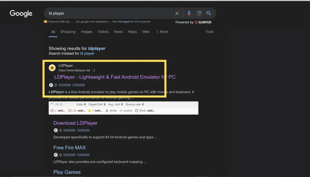 look for the official LD Player website